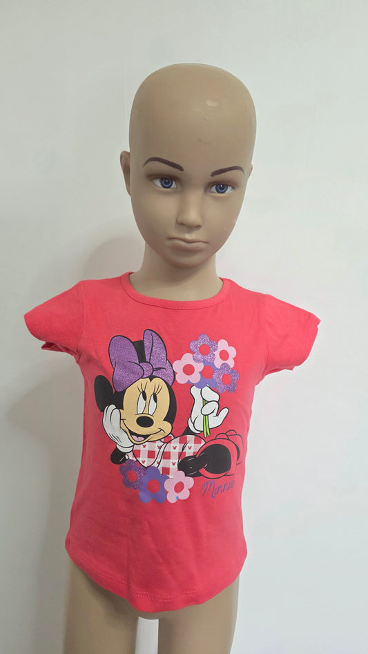 T-shirt minnie fleur corail